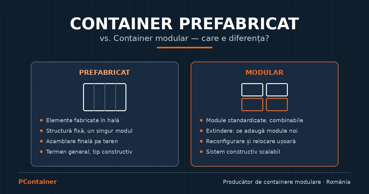 Ce este un container prefabricat, cum diferă de containerul modular și când alegi fiecare soluție.