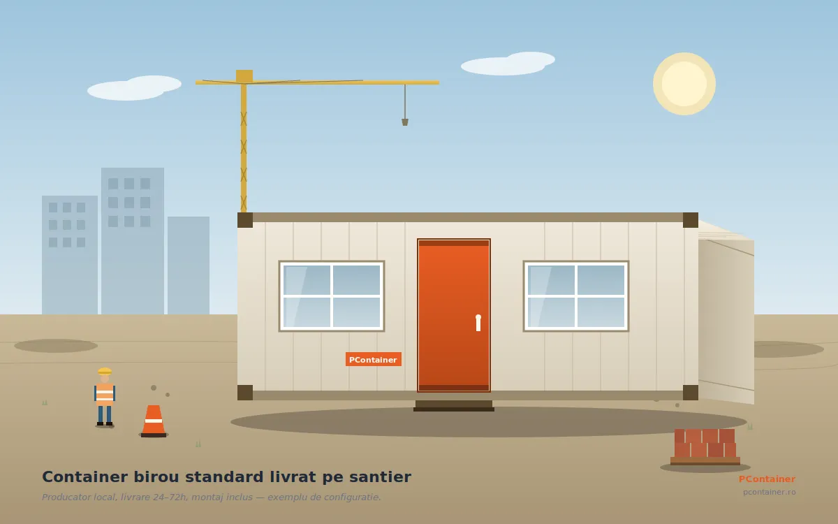 preț container birou standard livrat pe șantier de PContainer