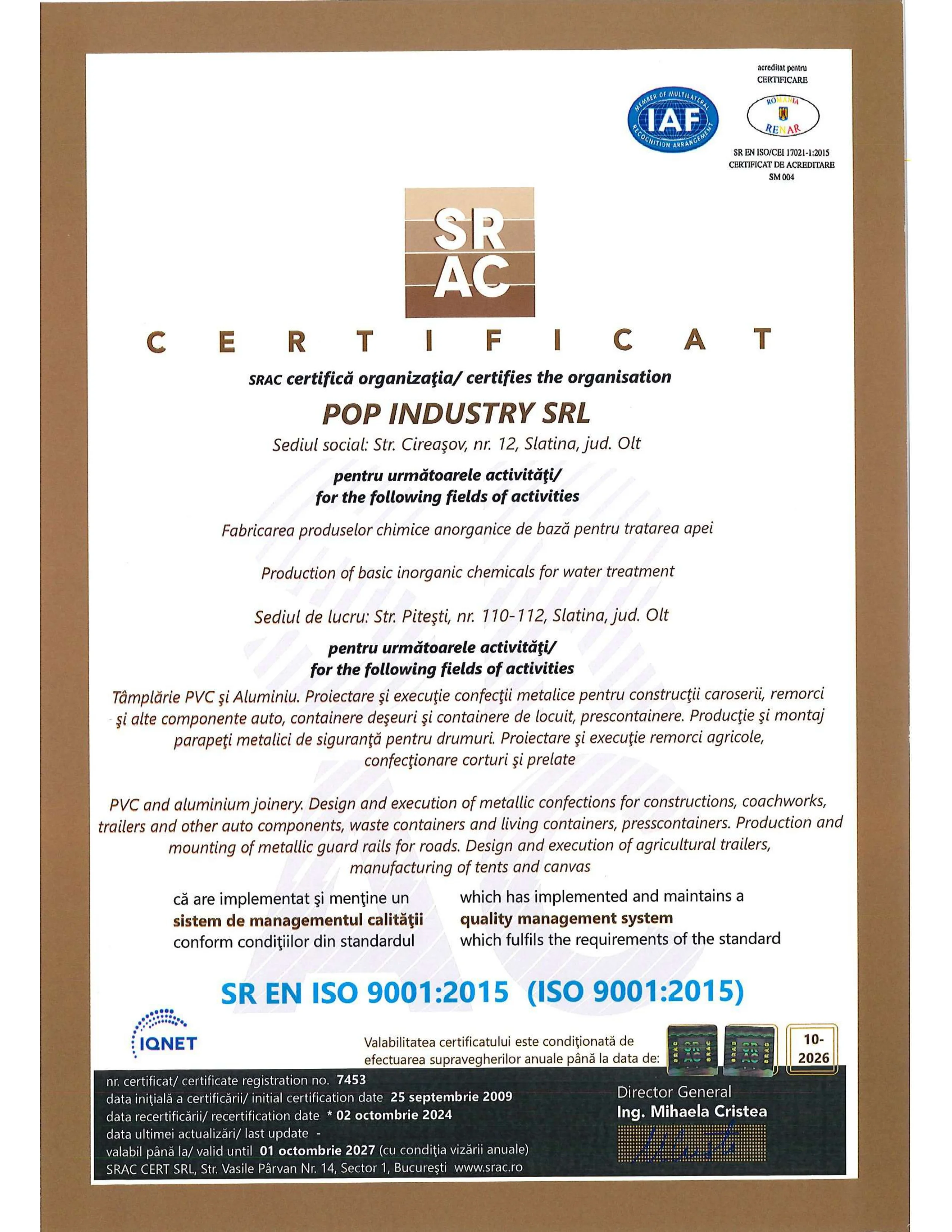 SR EN ISO 9001:2015