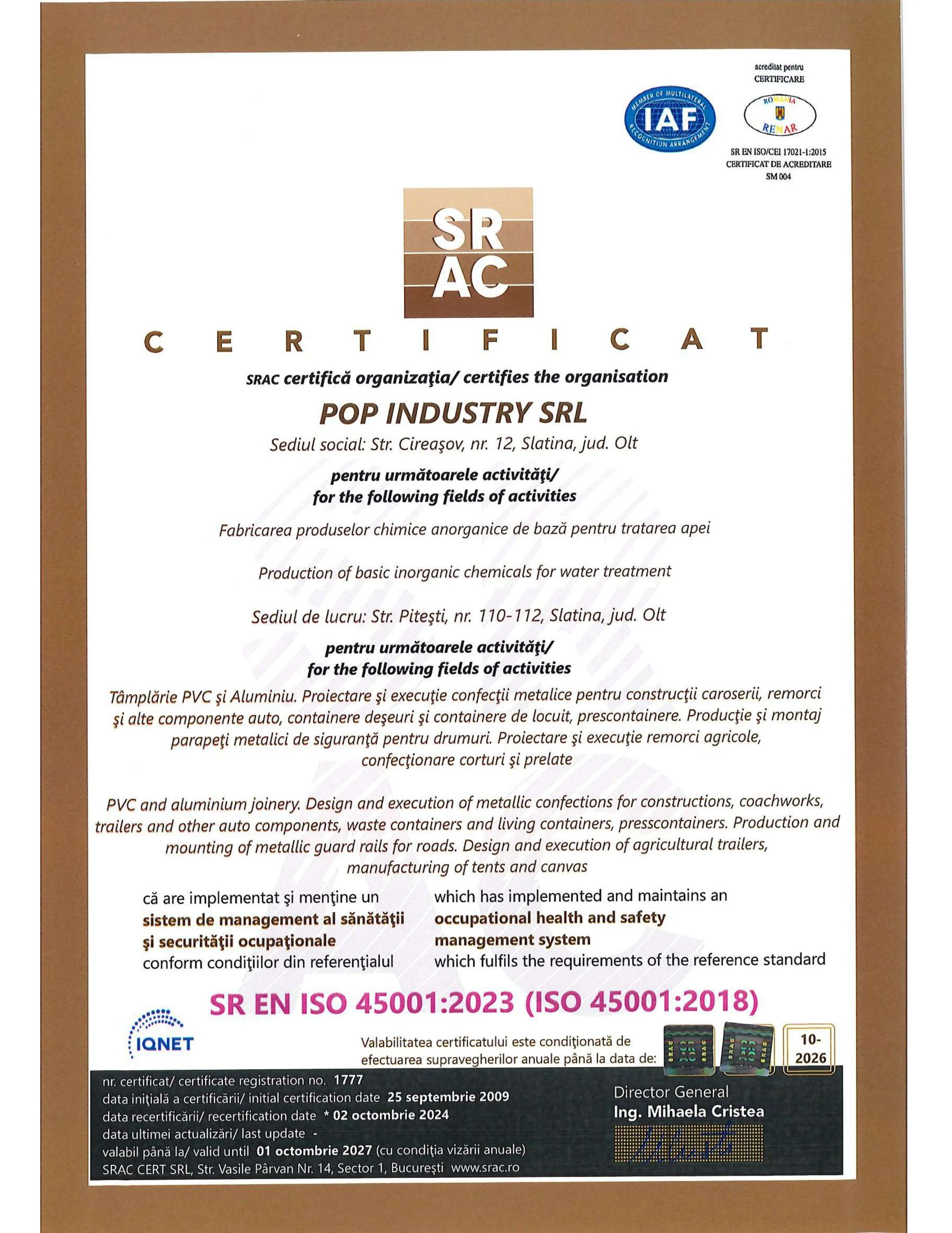 SR EN 45001:2023 (ISO 45001:2018)