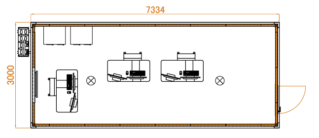 Container PREMIUM XL birou cu 3 mese birou/2 dulapuri     cu inaltime 3 m