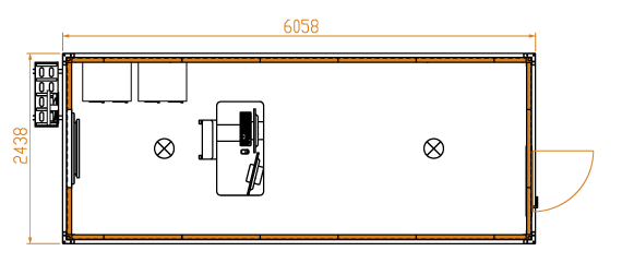 Container standard birou cu 1 masa birou/2 dulapuri si inaltime 2.75 m