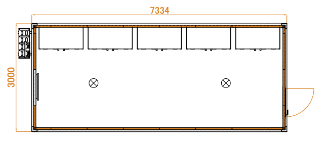Container  PREMIUM XL vestiar cu 5 vestiare metalice si inaltime 2.75 m